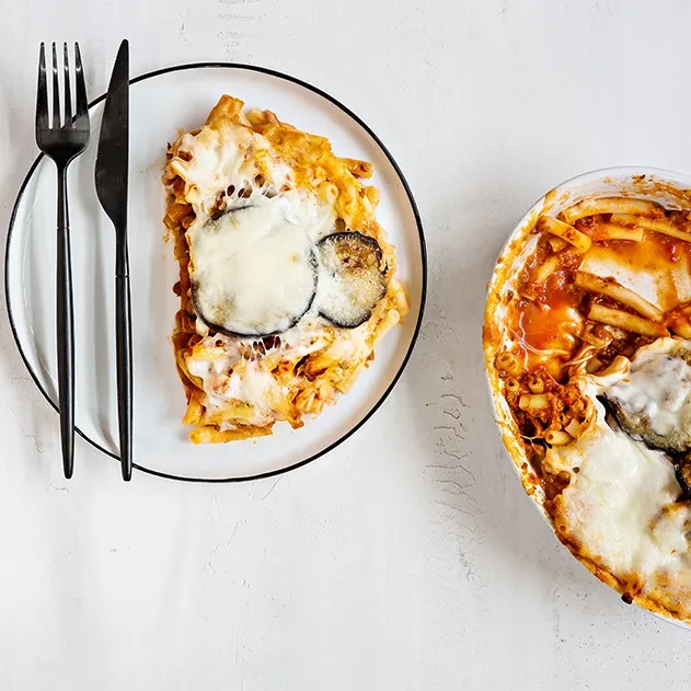 gratin macaronis aux aubergines végétarien
